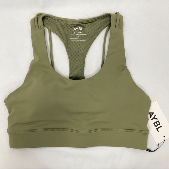 NWT Aybl Core Sports Bra Workout Athletic Running, Olive Green - Size M - Picture 3 of 9